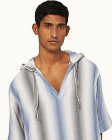 Matchstick/Blue Depths Oasis Stripe Relaxed Fit Hooded Cotton Kaftan | Matchstick/Blue Depths