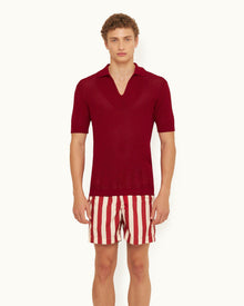 Vermillion Crochet Classic Fit Mercerised Organic Cotton Polo Shirt | Vermillion