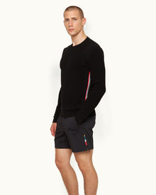 Bryce Black Tailored Fit O.B Stripe Side Seam Jumper | Black