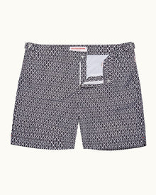 Night Iris/White Alado Geometric Print Mid-Length Swim Shorts | Night Iris/White