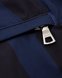 Dark Sapphire Mix Stripe Drawcord Mid-Length Swim Shorts | Dark Sapphire