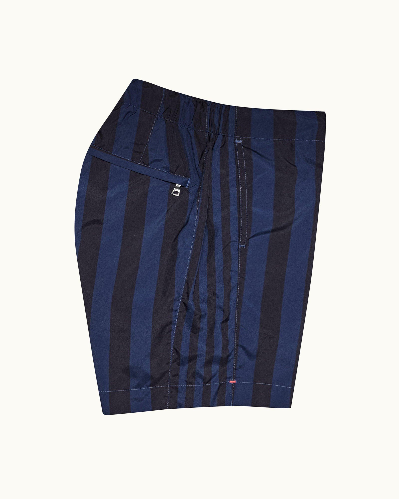 Dark Sapphire Mix Stripe Drawcord Mid-Length Swim Shorts | Dark Sapphire