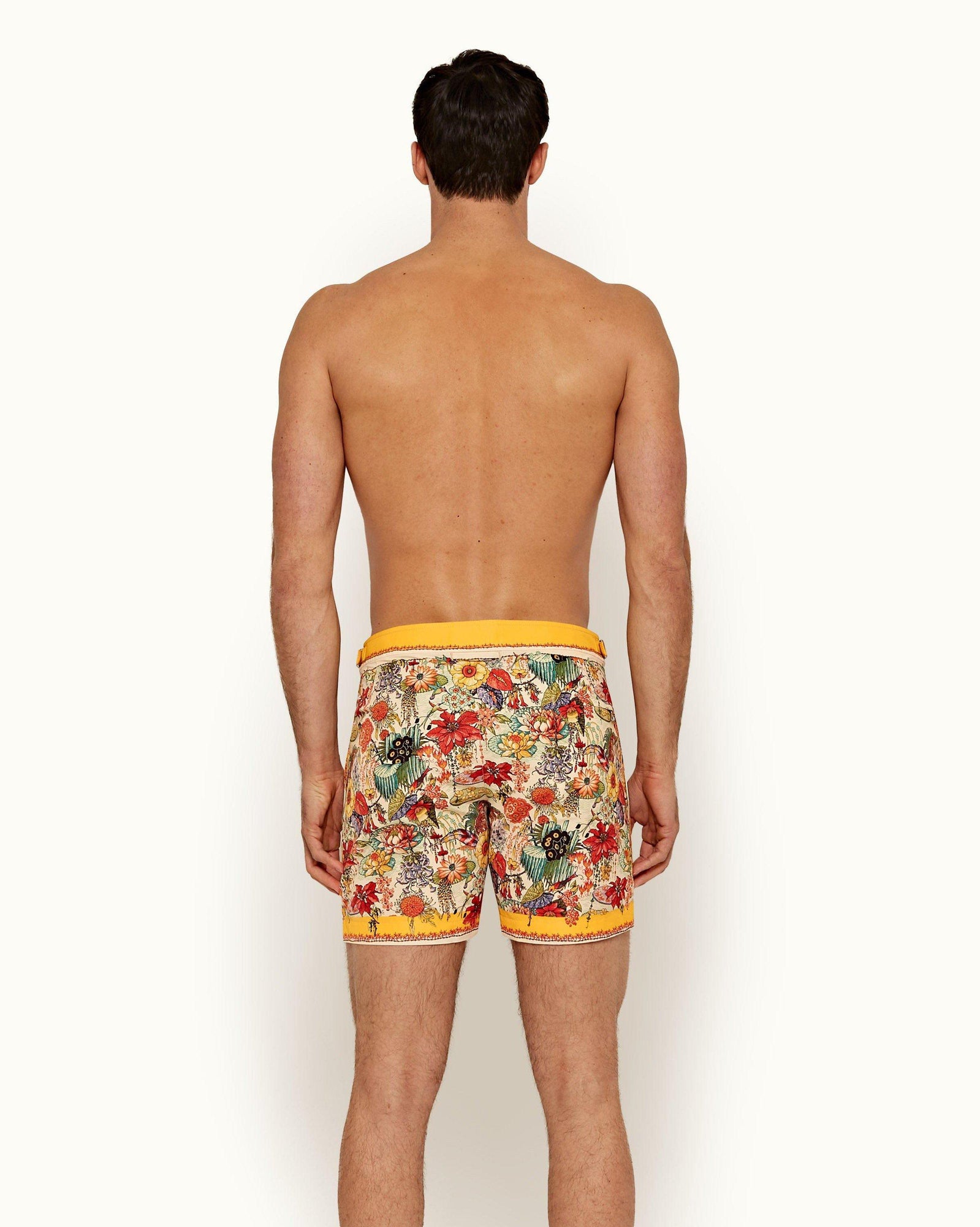 Bulldog Bright Gold Eden Print Mid-Length Swim Shorts | Bright Gold