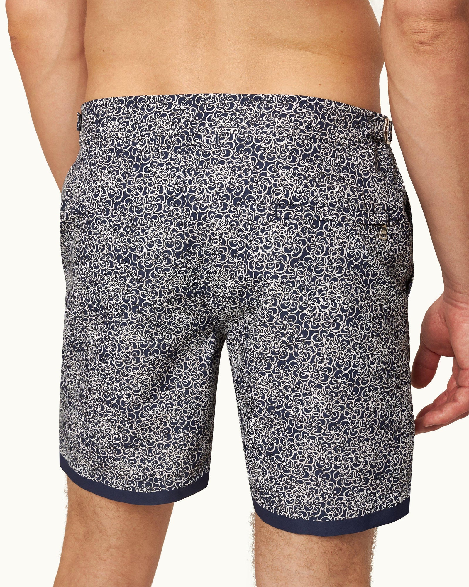 Bulldog Midnight Navy Floral Mid-Length Swim Shorts | Midnight Navy