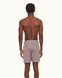 Vermillion Geo Tela Mid-Length Swim Shorts | Vermillion