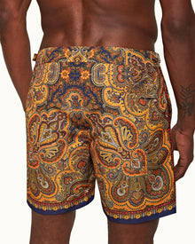 Lagoon Blue Mystique Paisley Mid-Length Swim Shorts | Lagoon Blue