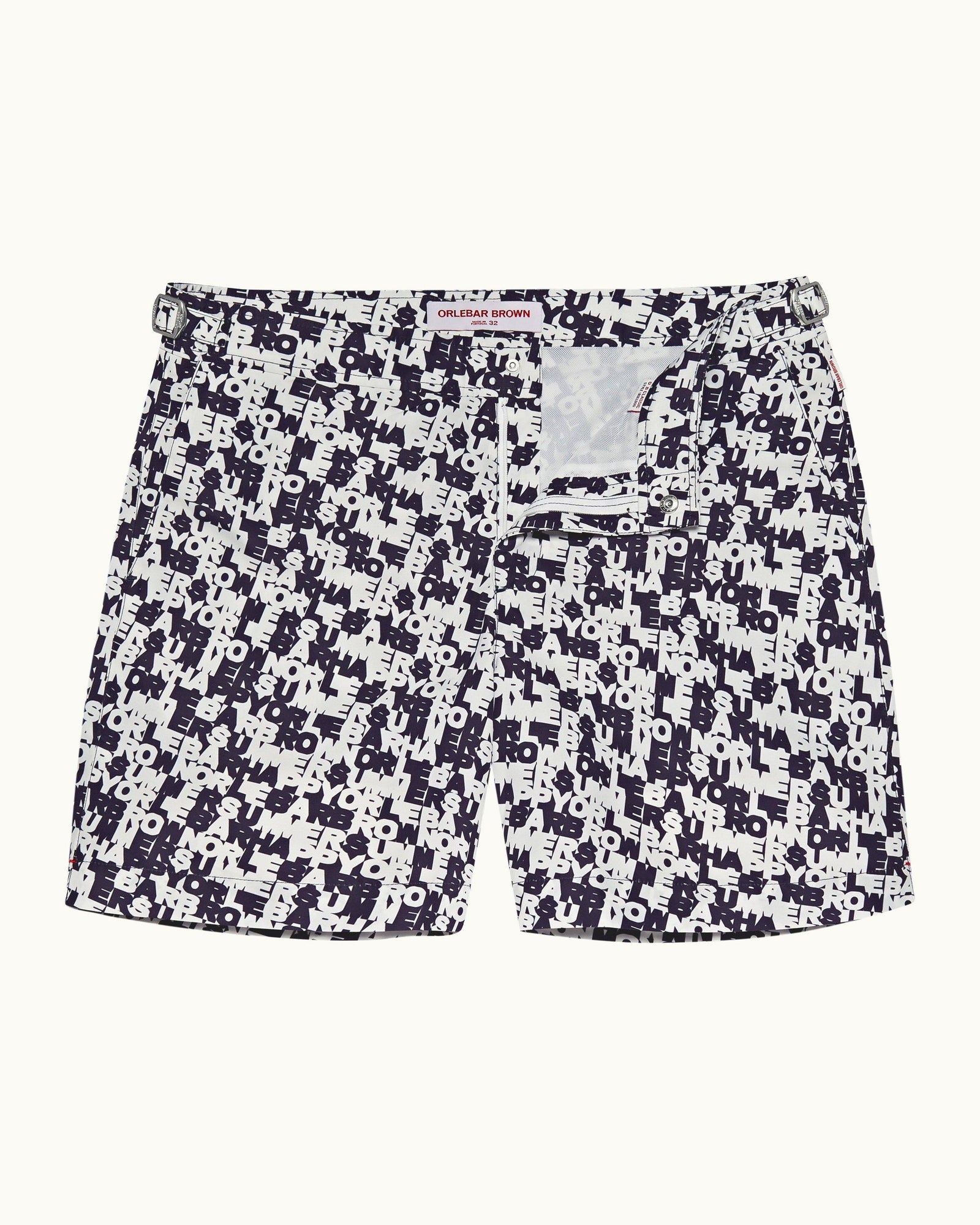Bulldog Navy/White O.B Monogram Mid-Length Swim Shorts | Navy/White