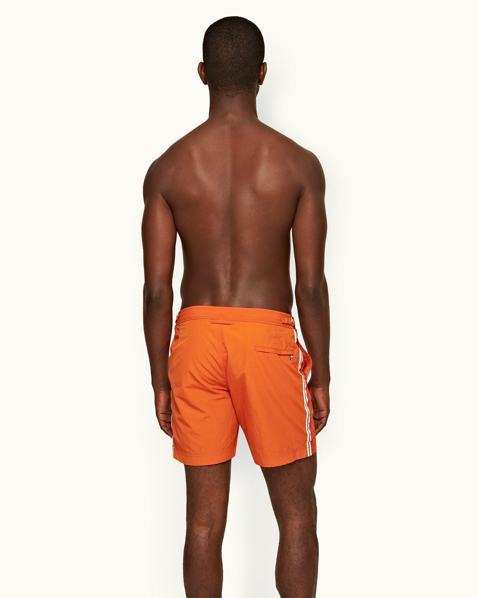 Bulldog Tiger Lily Palm Stripe Tape Mid-Length Swim Shorts | Tiger Lily