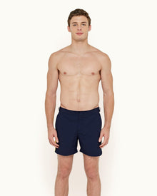 Bulldog Navy Contrast Panel Mid-Length Swim Shorts | Navy