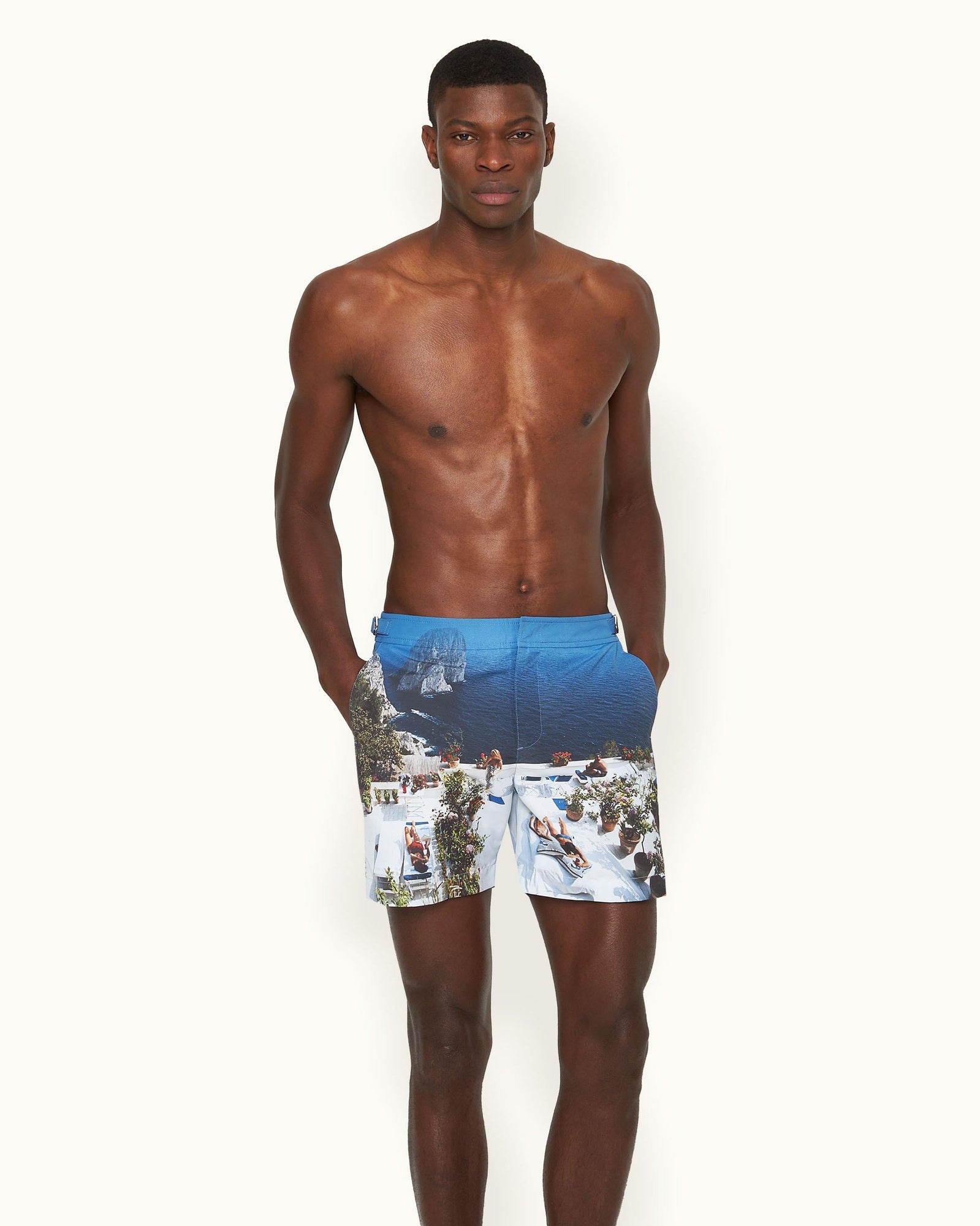 Bulldog Terrace Photographic Print Mid-Length Swim Shorts Woven In France | Terrace