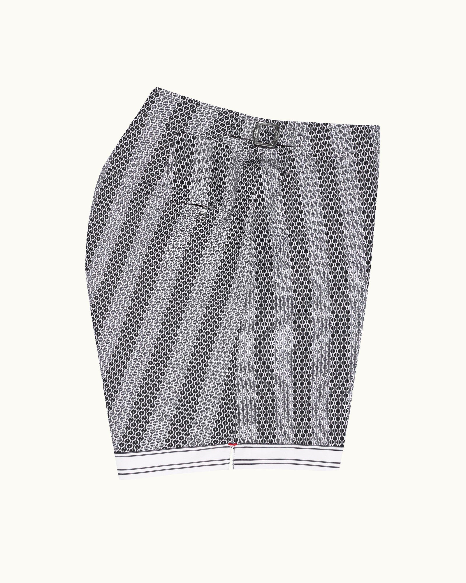 Kids | Bulldog Rills Print Mid-Length Swim Shorts Woven In France in Night Iris/White Sand colour | Night Iris/White Sand