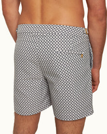 Bulldog Cloud/Night Iris Seglas Jacquard Mid-Length Swim Shorts | Cloud/Night Iris
