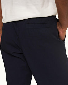 Night Iris Relaxed Fit Drawcord Cotton-Linen Trousers | Night Iris