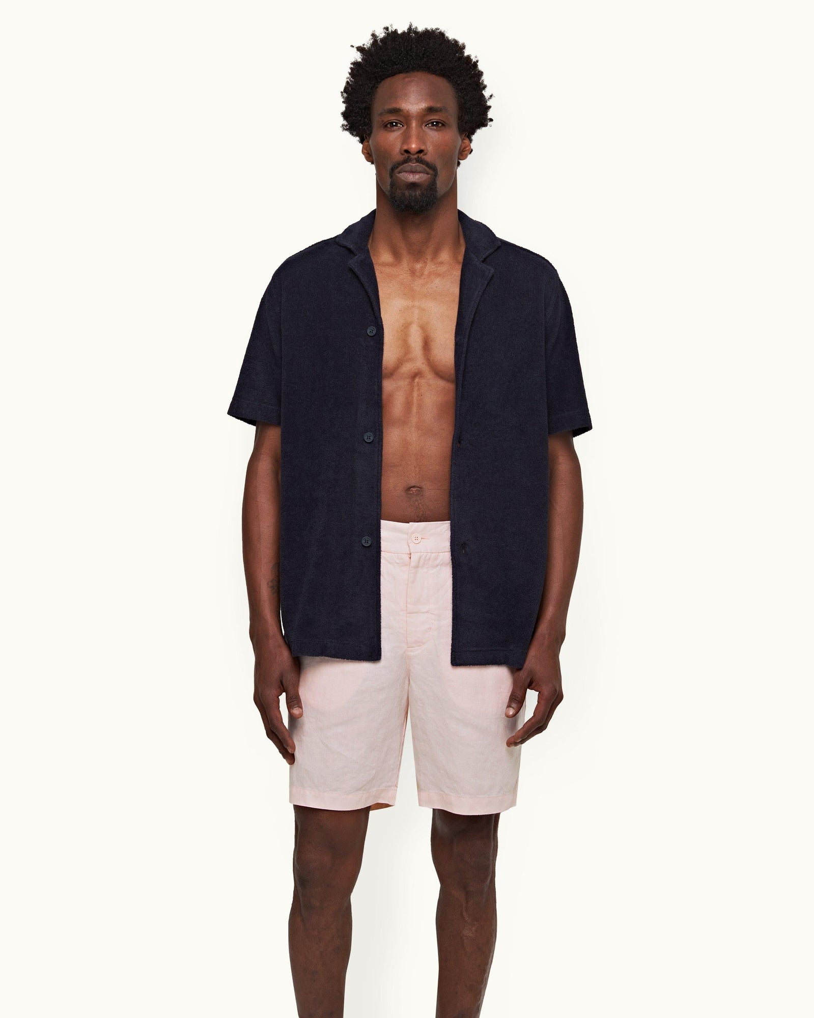 Rose Tailored Fit Washed Linen Drawcord Shorts | Rose