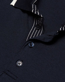 Dominic Night Iris Tipping Collar Knit Polo Shirt | Night Iris