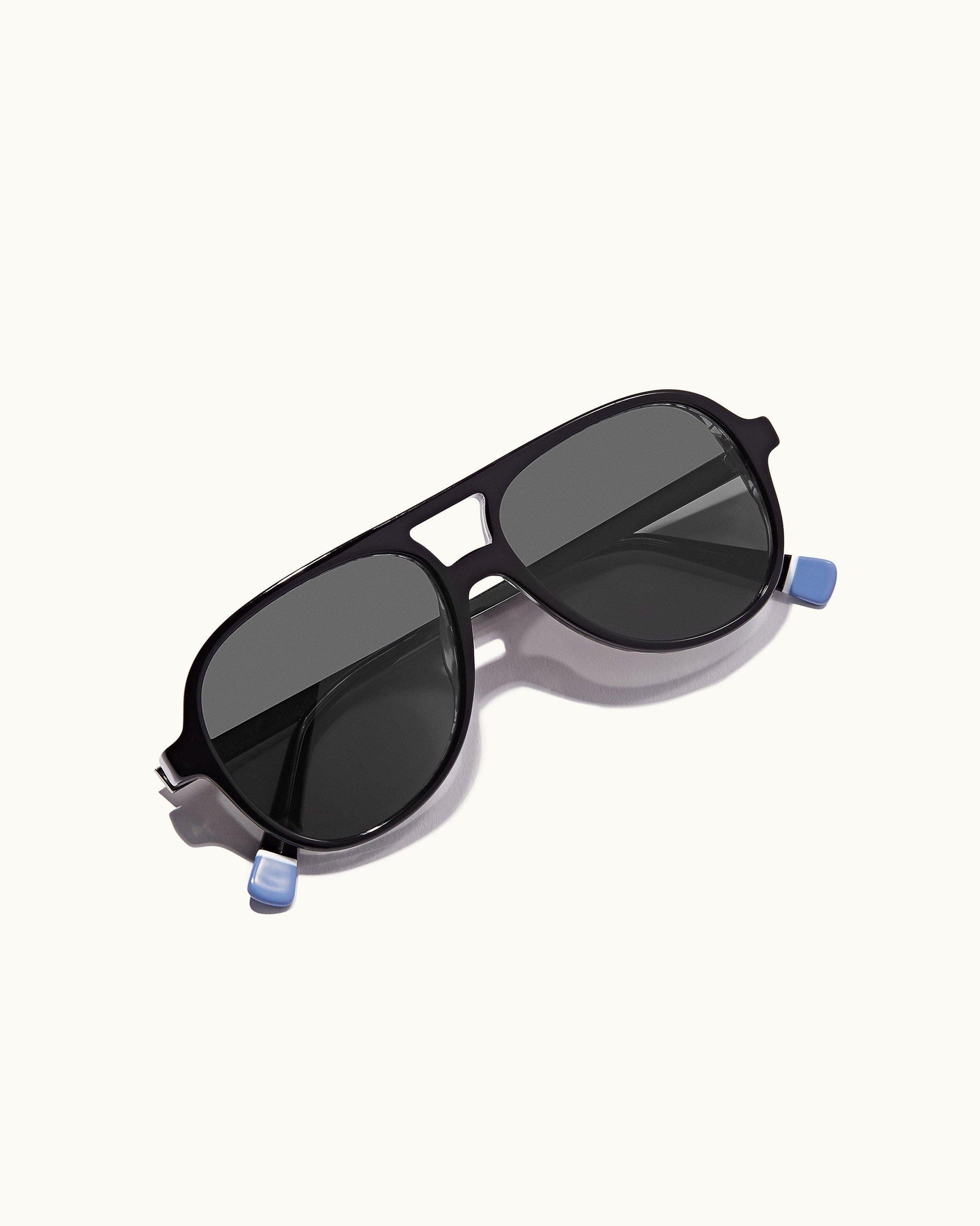 Estoril Black/Shiny Steel Double Bridge Sunglasses | Black/Shiny Steel