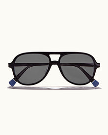 Estoril Black/Shiny Steel Double Bridge Sunglasses | Black/Shiny Steel