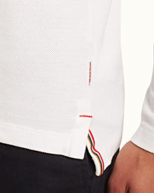 Felix White O.B Stripe Tape Cotton Pique Polo Shirt | White