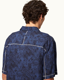 Fielder Midnight Navy Palmed Classic Collar Easy Fit Shirt | Midnight Navy