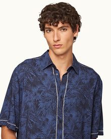 Fielder Midnight Navy Palmed Classic Collar Easy Fit Shirt | Midnight Navy