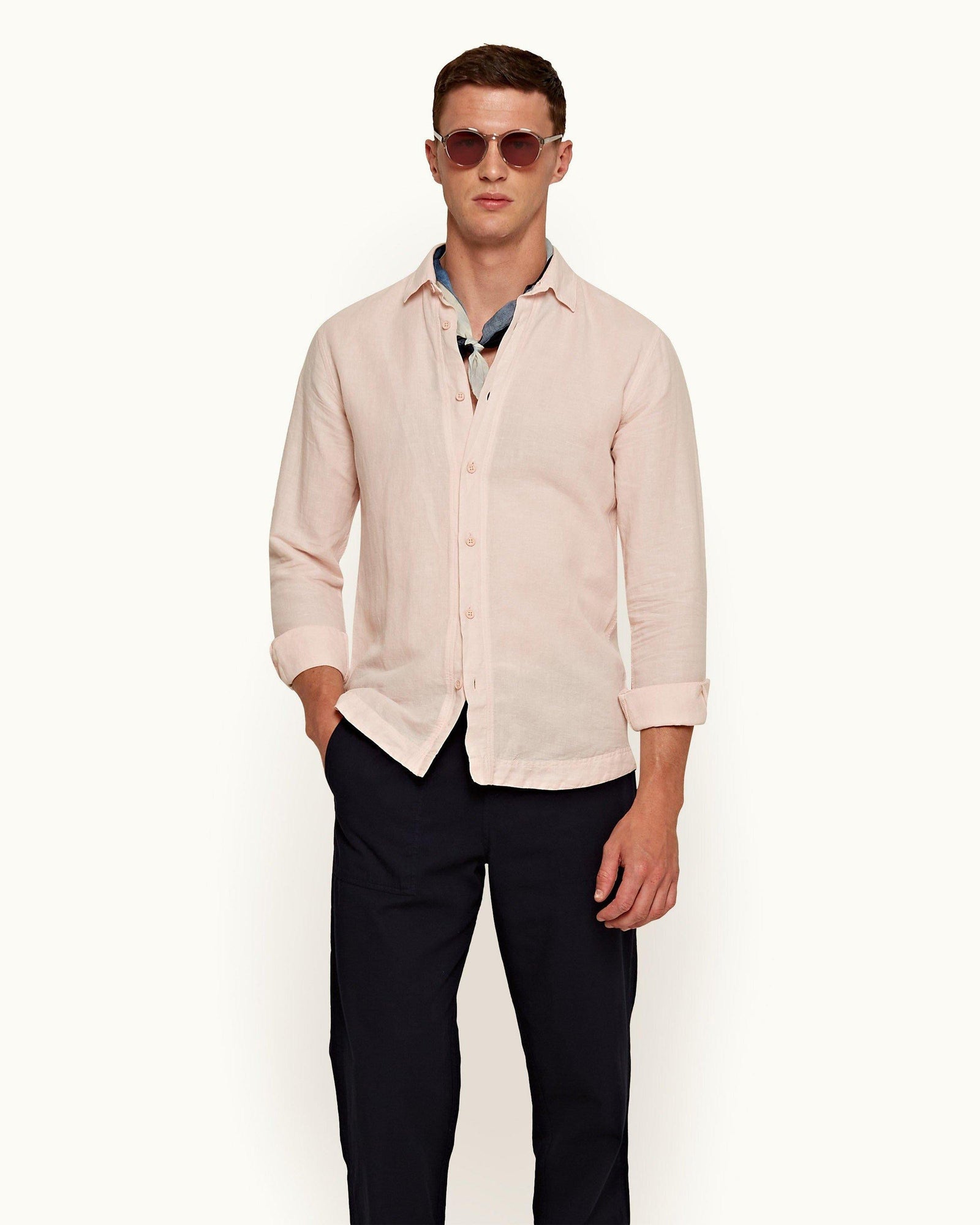Giles Quartz Classic Collar Tailored Fit Garment Dye Shirt | Quartz
