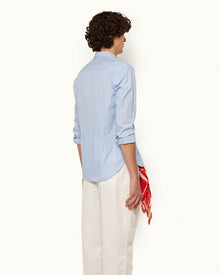 Ice Blue/White Classic Collar Stitch End On End Shirt | Ice Blue/White