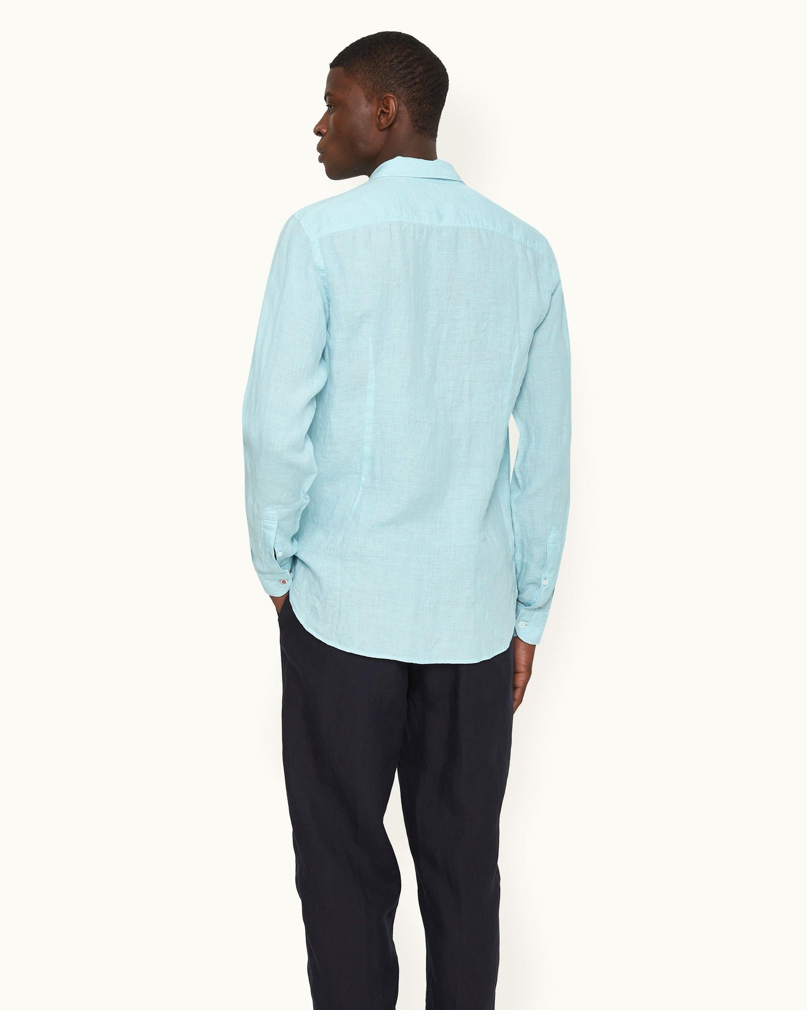Men | Giles Lino Shirt | Light Sky Pool