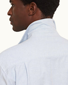 Serenity Blue Relaxed Fit Classic Collar Washed Oxford Cotton Shirt | Serenity Blue