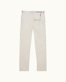 Griffon Linen White Sand Tailored Fit Linen Trousers | White Sand