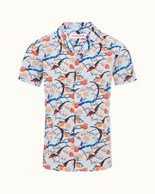 Hibbert Light Island Sky Flight Of Fantasy Capri Collar Short-Sleeve Shirt | Light Island Sky