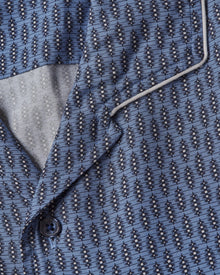 Hibbert Perez Print Classic Fit Capri Collar Shirt Woven In Italy in Springfield Blue | Springfield Blue