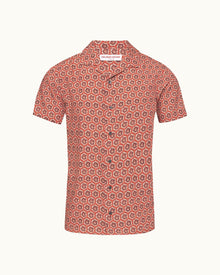 Hibbert Firestone Roseate Print Classic Fit Capri Collar Shirt | Firestone