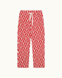 Summer Red/White Sand Cano Geometric Jacquard Relaxed Fit Trousers | Summer Red/White Sand