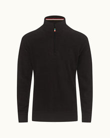 Isar Black Classic Fit Mixed Texture Sweatshirt | Black