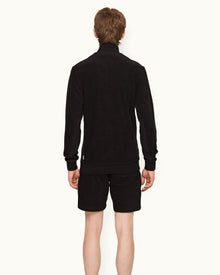 Isar Black Classic Fit Mixed Texture Sweatshirt | Black