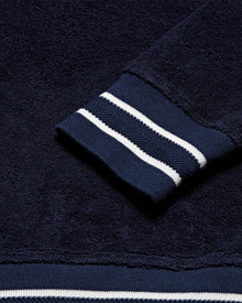 Isar Towelling Navy Funnel Neck Towelling Half-Zip Sweatshirt | Navy