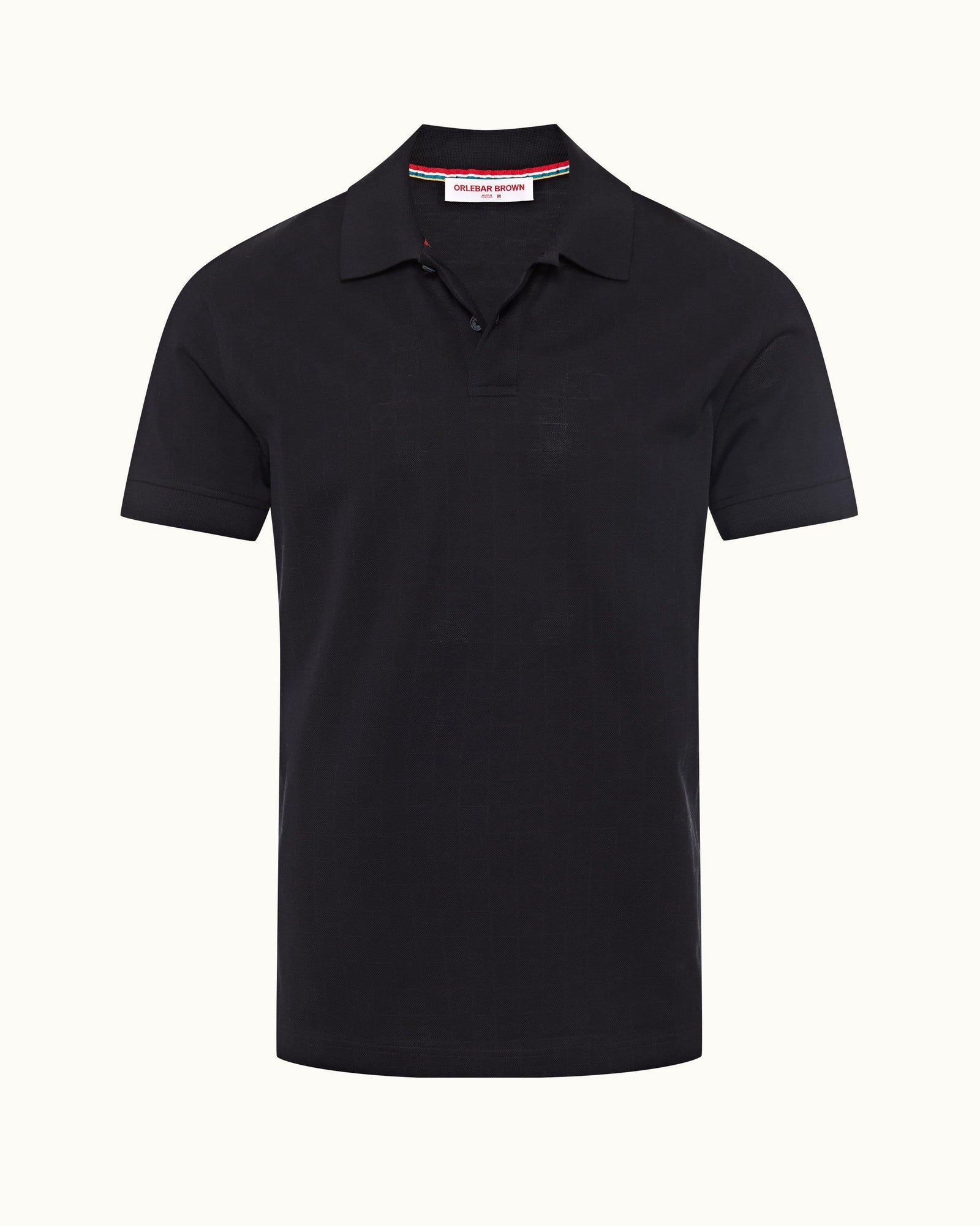 Night Iris Classic Fit Jacquard Checkerboard Cotton Polo Shirt | Night Iris