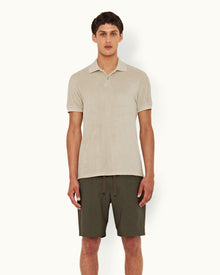 Parched Green Classic Fit Towelling Polo Shirt | Parched Green