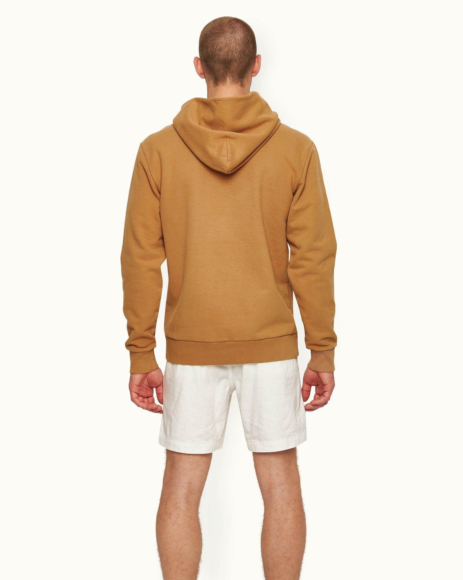 Light Golden Khaki Classic Fit Hooded Organic Cotton Sweatshirt | Light Golden Khaki