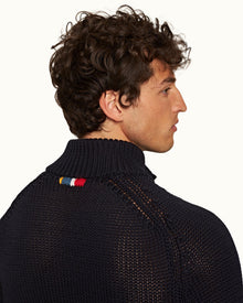 Night Iris Classic Fit Half-Zip Organic Cotton Jumper | Night Iris