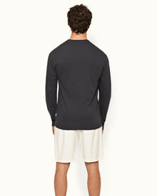 Piranha Grey Classic Fit Long-Sleeve Cotton-Modal T-shirt | Piranha Grey