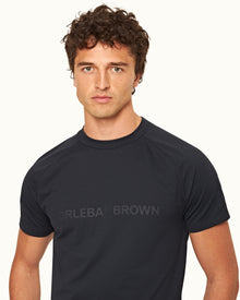 Night Iris Classic Fit Crewneck O.B Print Mesh T-shirt | Night Iris