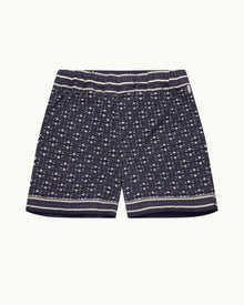 Dark Sapphire/Sea Mist Bandana Relaxed Fit Drawcord Stretch-Cotton Shorts | Dark Sapphire/Sea Mist
