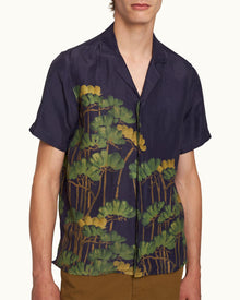 Maitan Night Iris Fantasy Floral Capri Collar Shirt | Night Iris