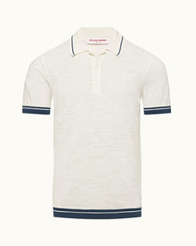 Maranon Cotton Linen White Sand Tailored Fit Cotton-Linen Polo Shirt | White Sand