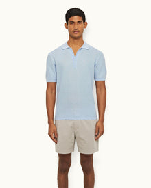 Maranon Ice Blue Tailored Fit Organic Mercerized Cotton Polo Shirt | Ice Blue