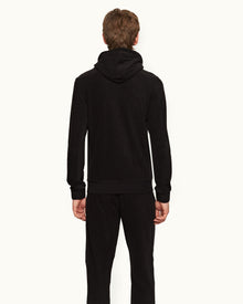 Mathers Black Classic Fit Mixed Texture Hooded Sweatshirt | Black