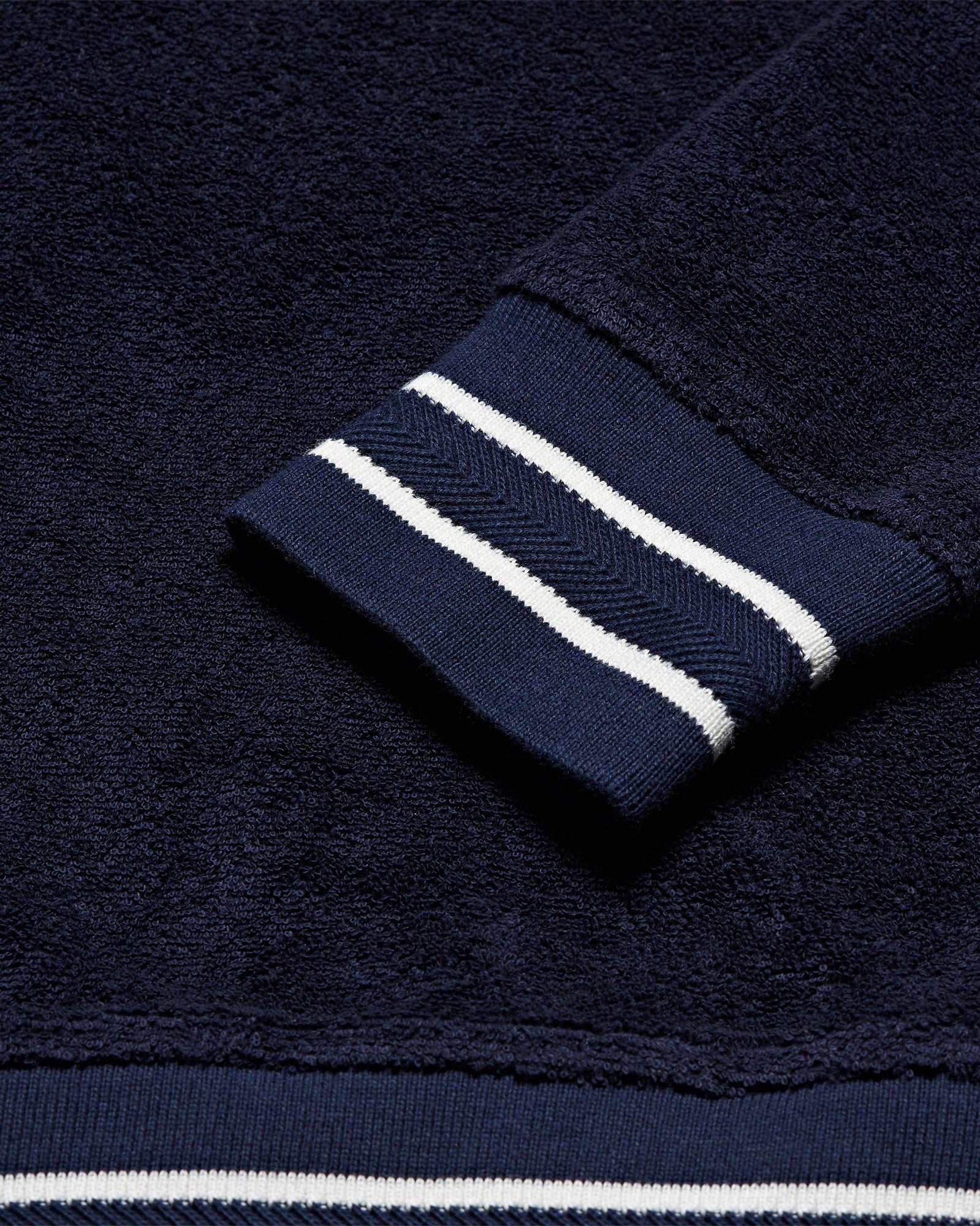 Mathers Towelling Navy Zip-Thru Towelling Hooded Sweatshirt | Navy