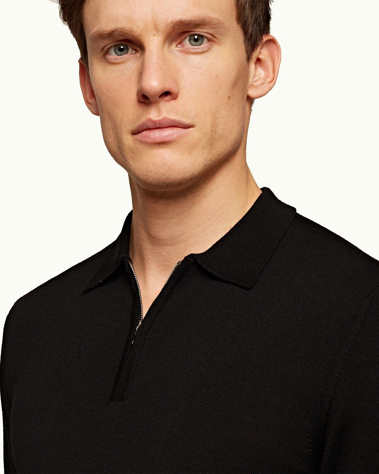 Moonraker Knitted Half Zip 007 Merino Knitted Half-Zip Pullover | Black