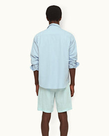 Norwich Linen Clear Sky Tailored Fit Washed Linen Shorts | Clear Sky